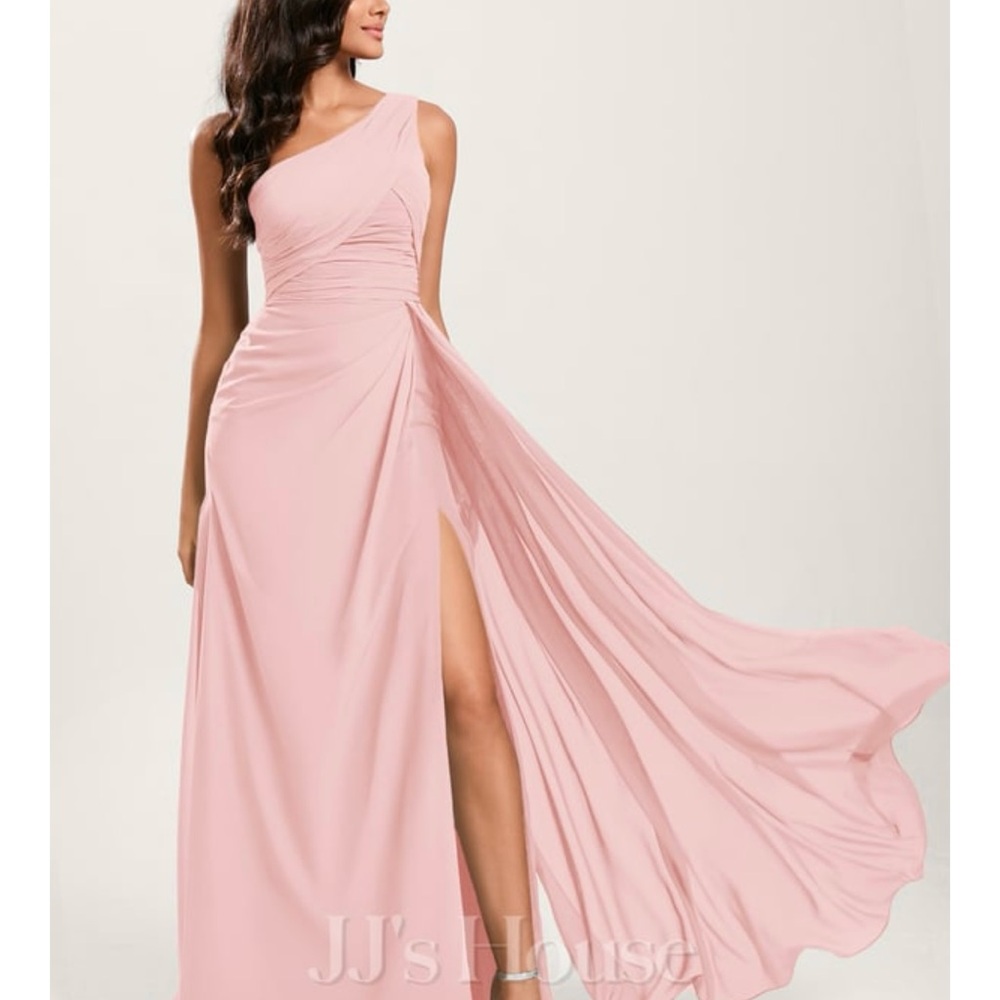 JJs House Blush One-Shoulder Dress Gently Worn